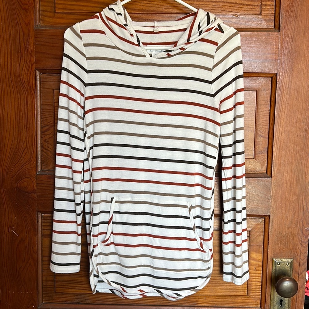 Women’s hooded long sleeve striped shirt
